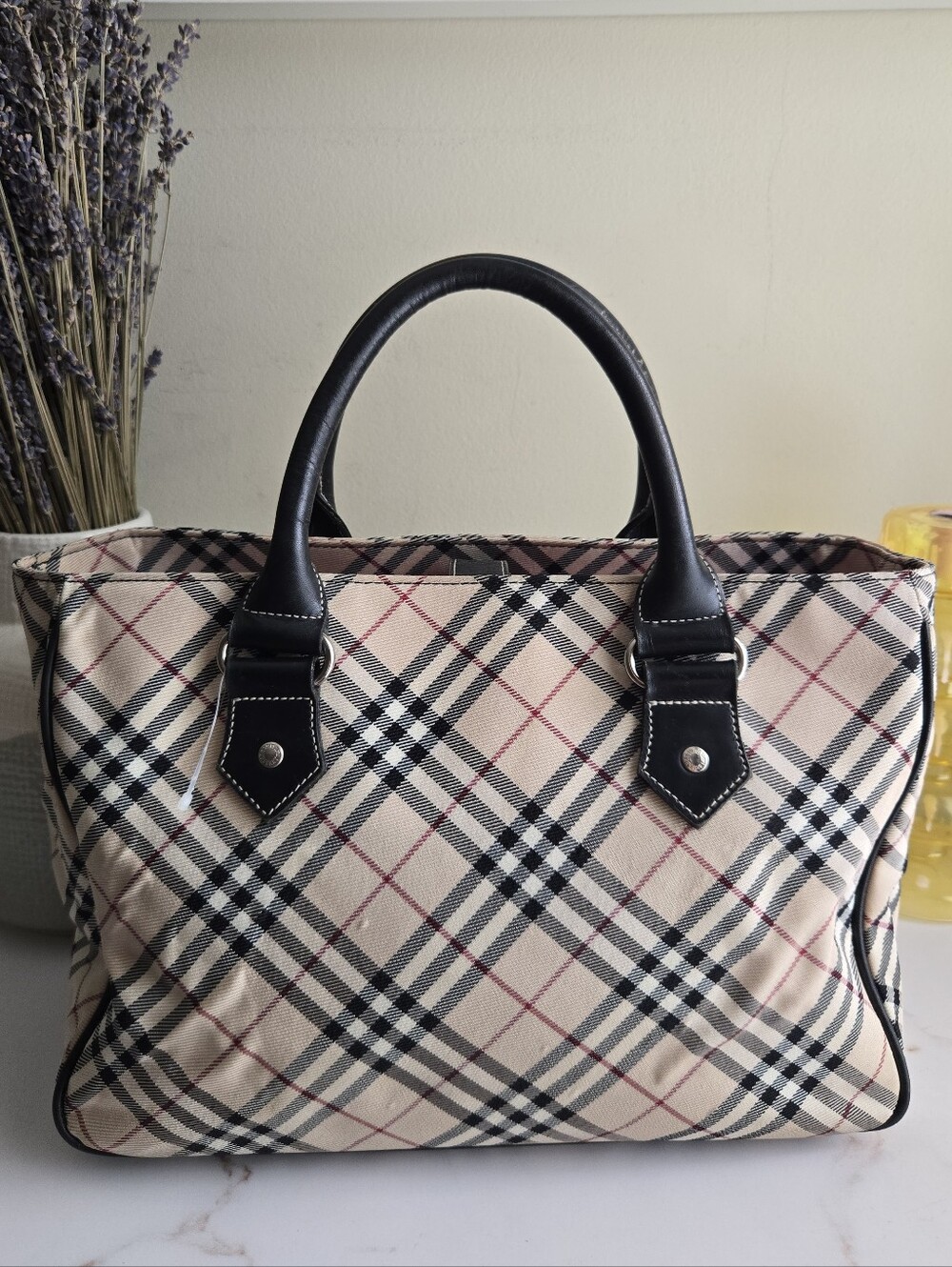 Vintage Burberry Blue Label Nova Check Canvas Japan Exclusive Satchel Bag